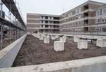 Die Baufeld-Ansicht am frühen Morgen.