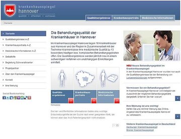 Screenshot der Startseite vom &quot;Krankenhausspiegel Hannover&quot;