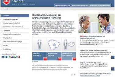 Screenshot der Startseite vom &quot;Krankenhausspiegel Hannover&quot;