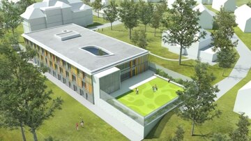 Die Ansicht des geplanten Neubaus der Klinik für Kinder- und Jugendpsychiatrie und Psychotherapie der KRH Psychiatrie Wunstorf.