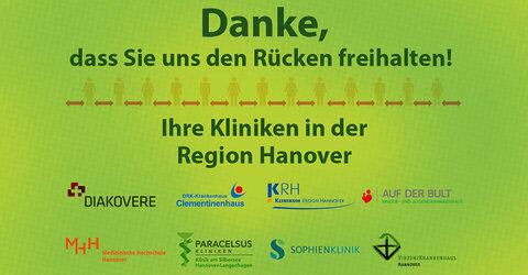 Alle Krankenhäuser der Region Hannover bedanken sich bei Ihnen, dass Sie uns durch Spenden und Gesten unterstützen und zu Hause bleiben! 