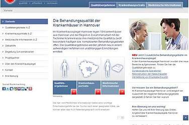 Screenshot des Internetportals &quot;Krankenhausspiegel&quot;