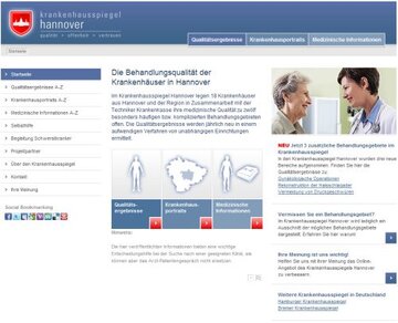 Screenshot des Internetportals &quot;Krankenhausspiegel&quot;