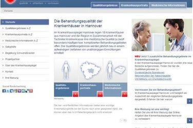 Screenshot des Internetportals &quot;Krankenhausspiegel&quot;